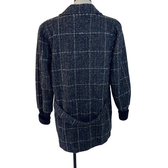 Saril Ltd Vintage Womens Coat Size Large Gray Plaid Pockets Knit Cuffs Pure Wool - Picture 3 of 10